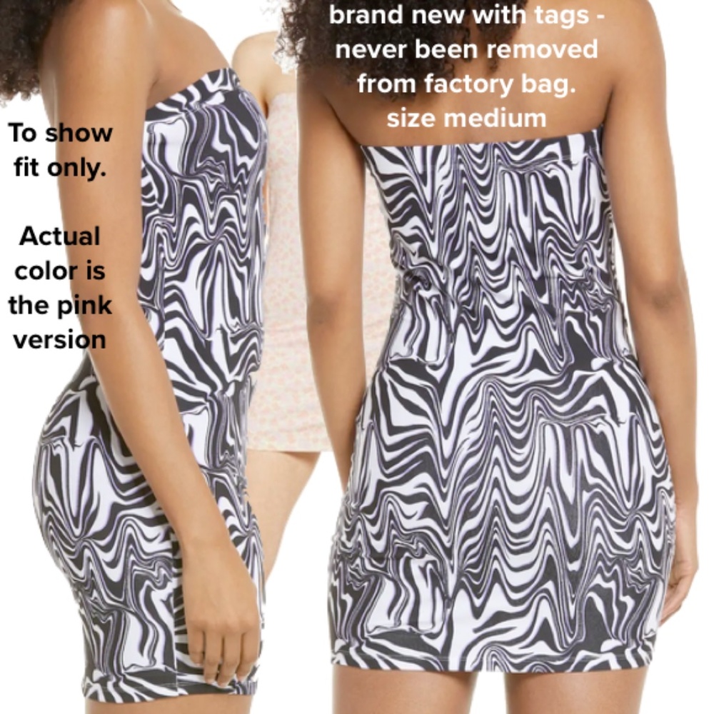 stretchy tube dress | bodycon | mini petal print | Brand NEW with TAGS | M - Picture 9 of 13
